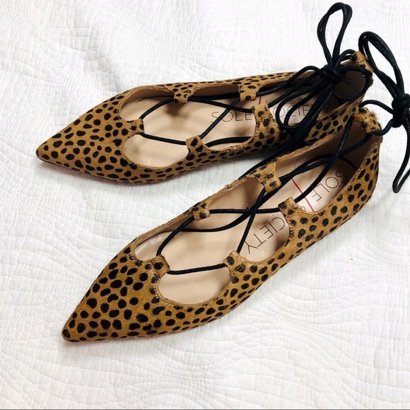 🔥 Sole Society Georgina cheetah dot calf hair flats - Picture 4 of 12